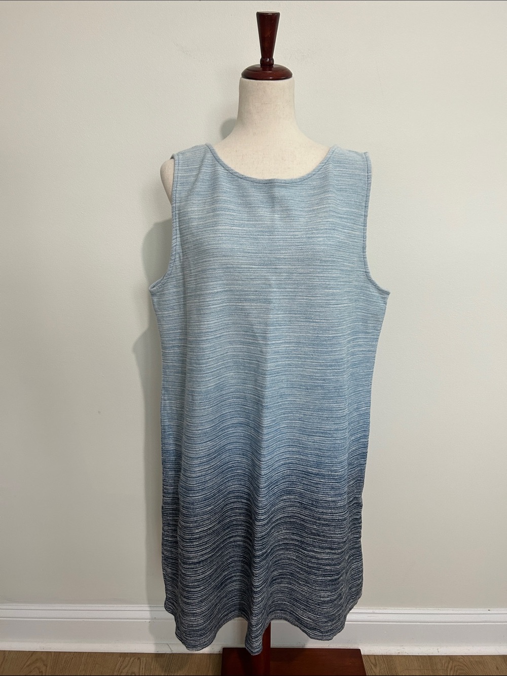 J. Jill 100% Cotton Gradient Blue Sleeveless Midi Dress Size XL
